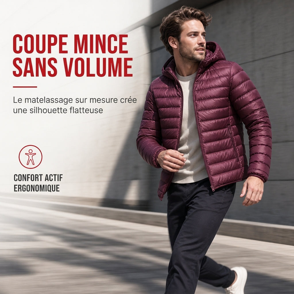 Manteau court matelassé léger à capuche en coton pour homme, couleur unie, automne-hiver