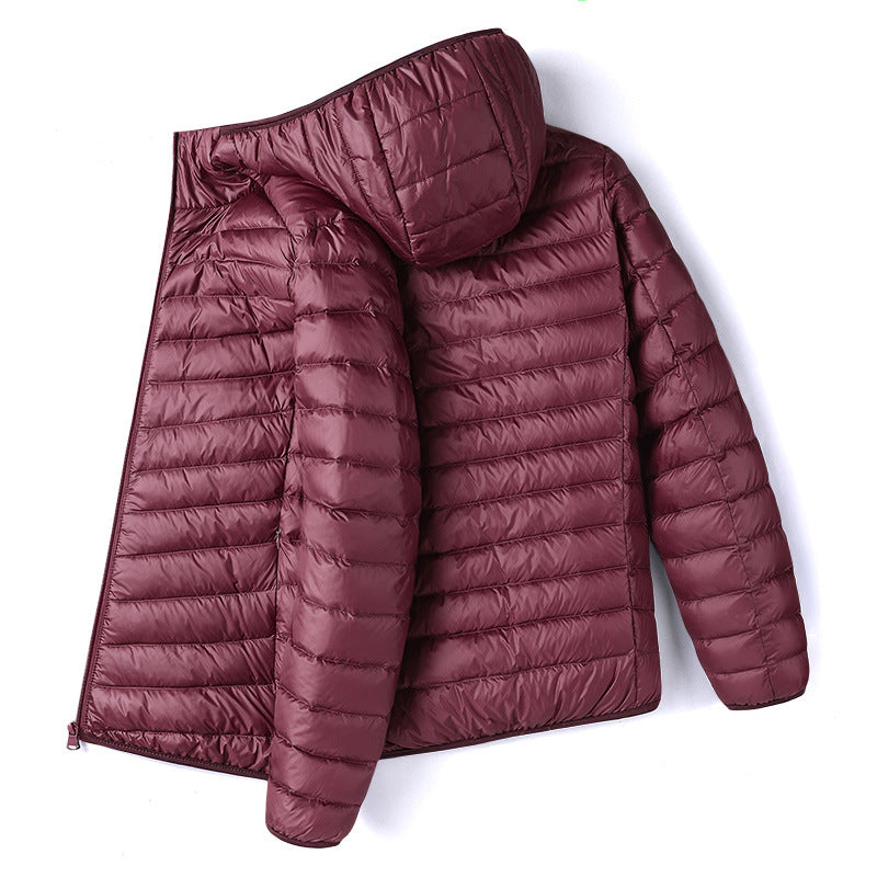 Manteau court matelassé léger à capuche en coton pour homme, couleur unie, automne-hiver
