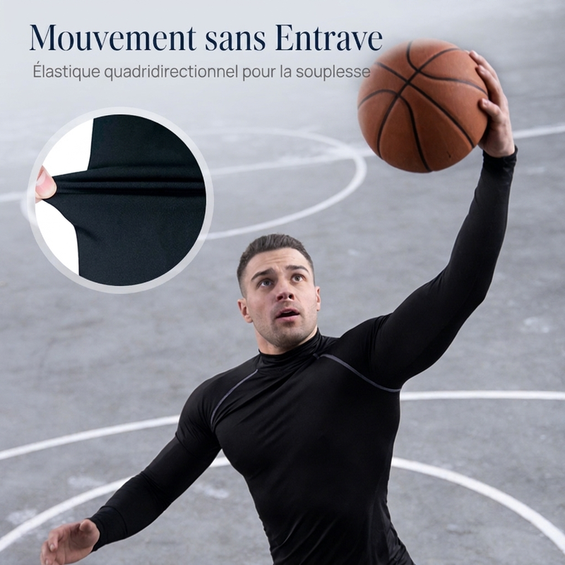 Chemise thermique à manches longues et compression pour homme