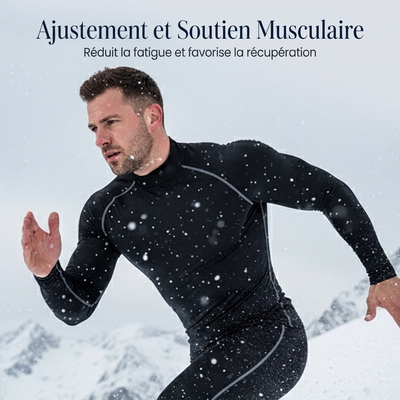 Chemise thermique à manches longues et compression pour homme