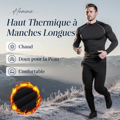 Chemise thermique à manches longues et compression pour homme