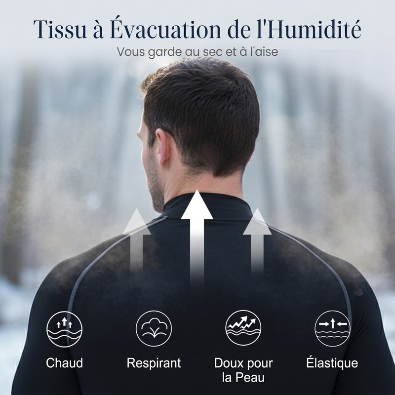 Chemise thermique à manches longues et compression pour homme
