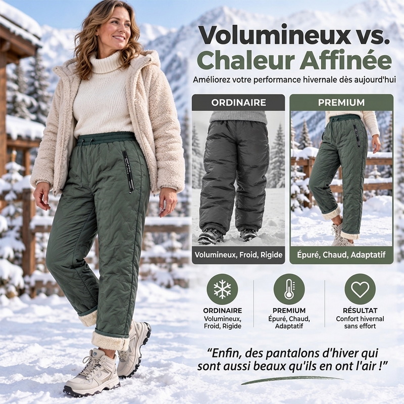 Pantalon d'hiver épais pour femme, doublé de peluche