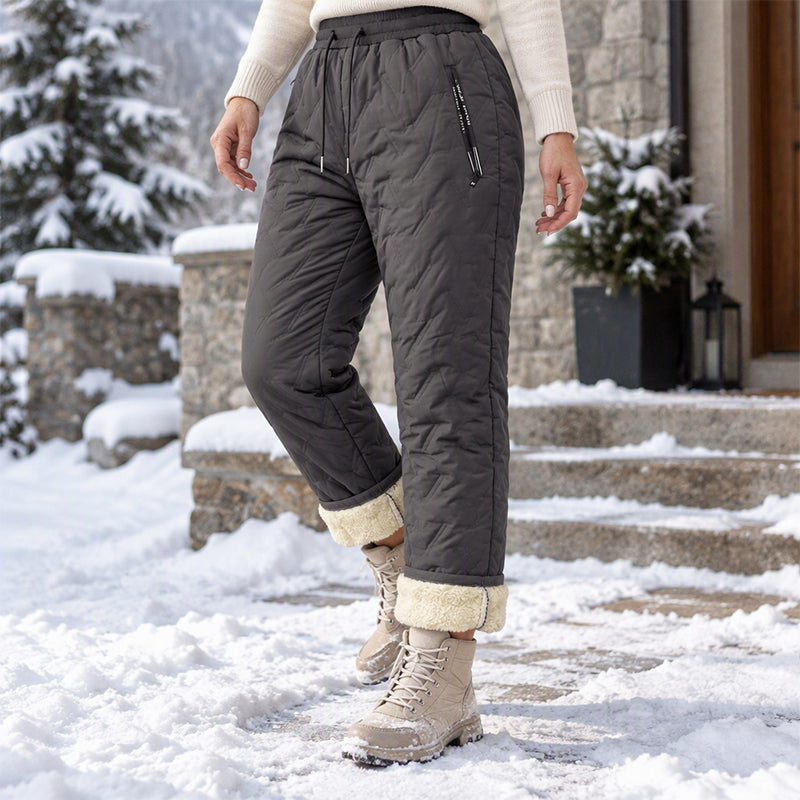 Pantalon d'hiver épais pour femme, doublé de peluche