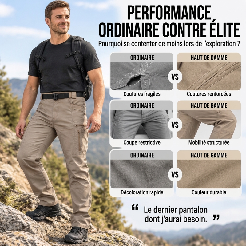 Pantalon cargo tactique slim extérieur pour homme