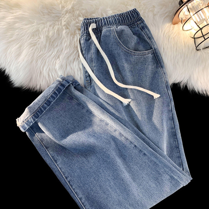 Jeans en denim droit pour femme, doublure chaude