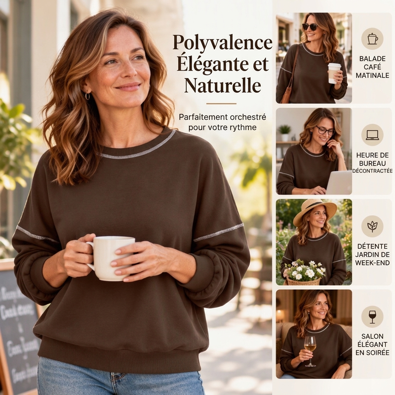 Pull à col rond décontracté et ample pour femme