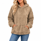 Pull à capuche en peluche jacquard ample pour femme, pour l'automne et l'hiver