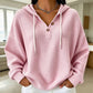 Sweat-shirt à capuche Henley en maille nid d'abeille pour femme