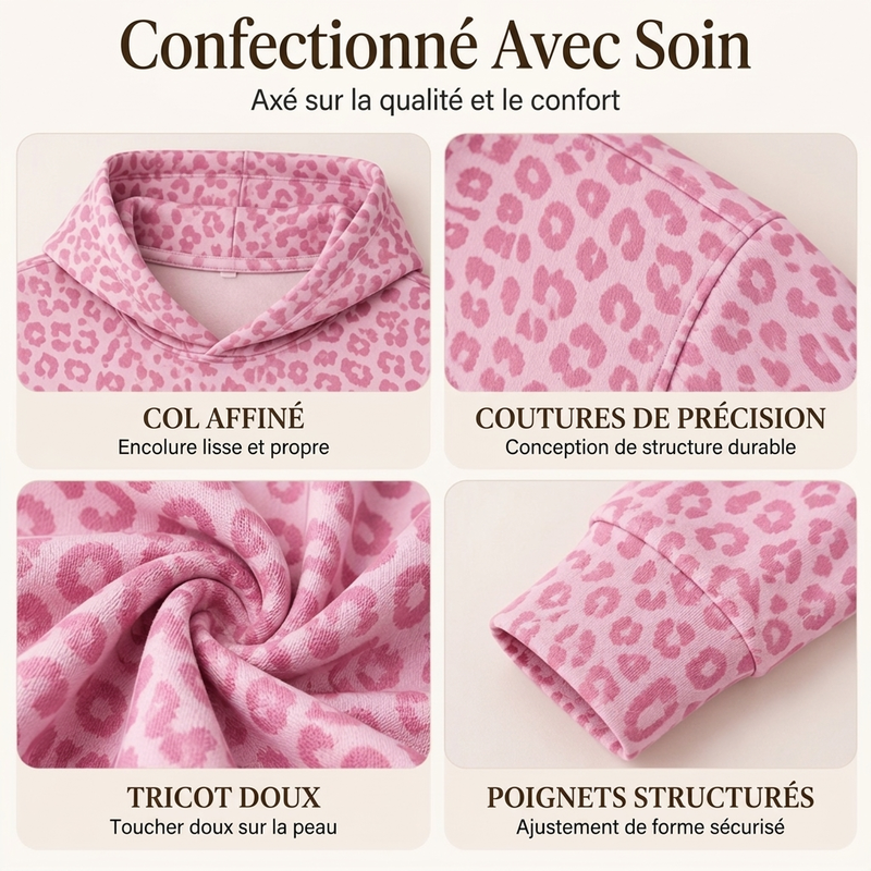Sweat-shirt décontracté à imprimé léopard pour femme