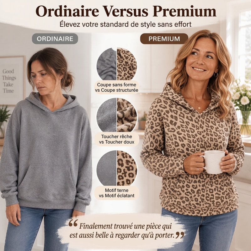 Sweat-shirt décontracté à imprimé léopard pour femme