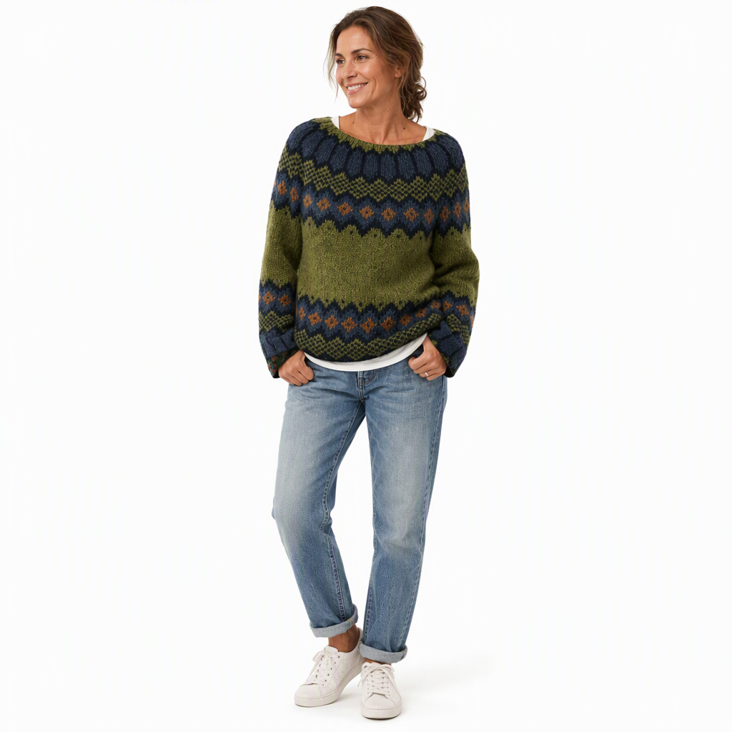 Pull en maille à col rond et bloc de couleurs oversize pour femme