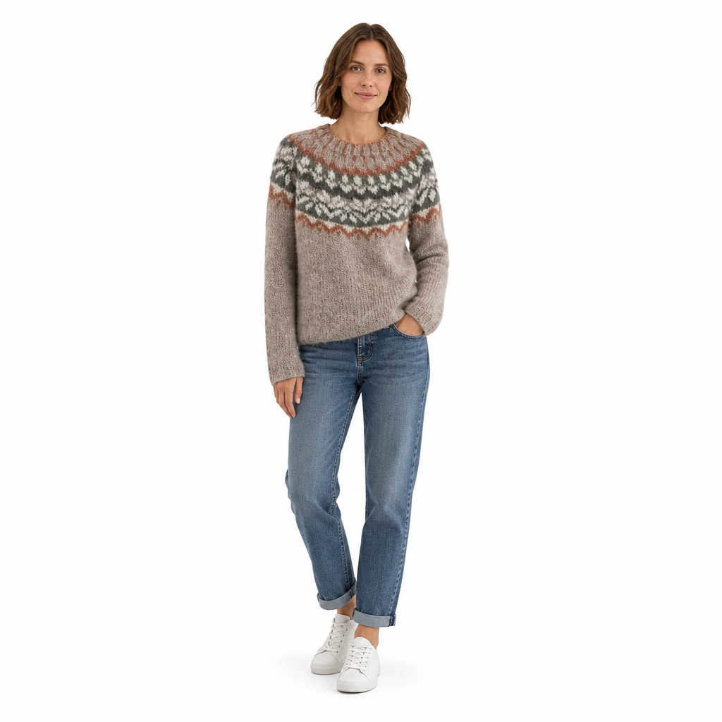 Pull en maille à col rond et bloc de couleurs oversize pour femme
