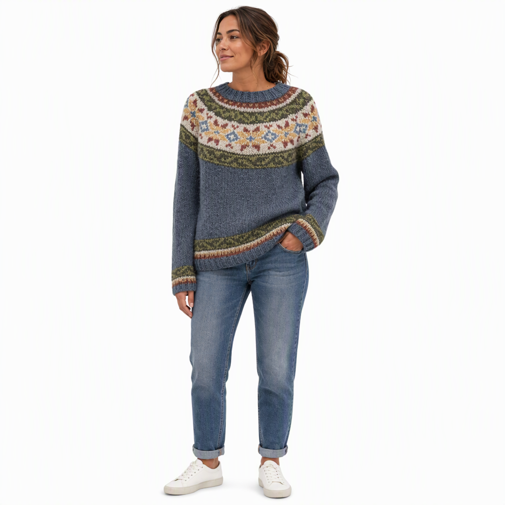 Pull en maille à col rond et bloc de couleurs oversize pour femme