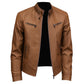 Veste en cuir PU à col montant stylée pour homme