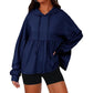 Sweat-shirt à capuche ample avec ourlet volanté pour femme