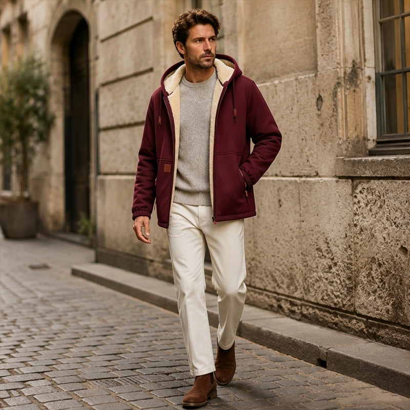 Veste à capuche doublée en sherpa épaisse pour homme🚛 Livraison gratuite ⚡