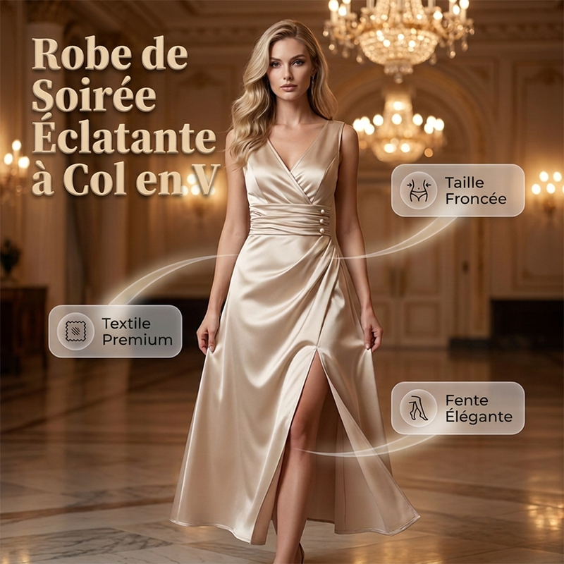Robe moulante sans manches à col en V pour femme