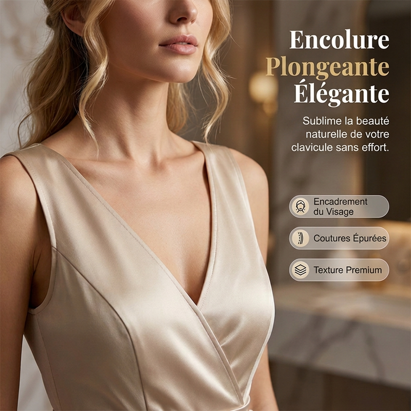 Robe moulante sans manches à col en V pour femme