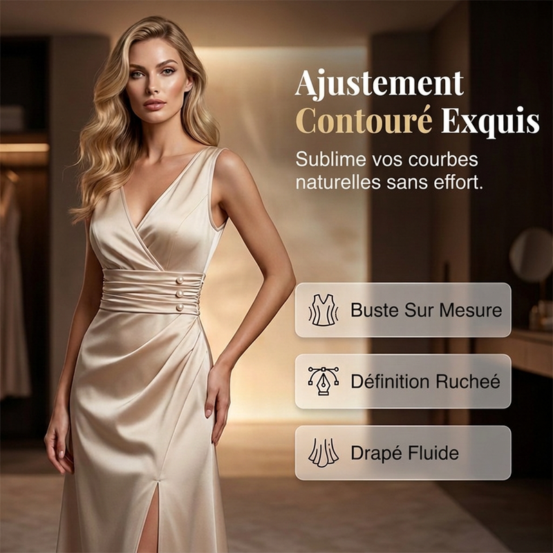 Robe moulante sans manches à col en V pour femme