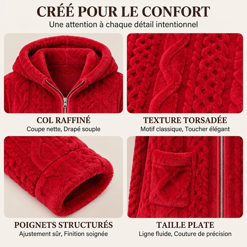 Ensemble veste à capuche en maille torsadée pelucheuse et pantalon pour femmes🚛 Livraison gratuite ⚡