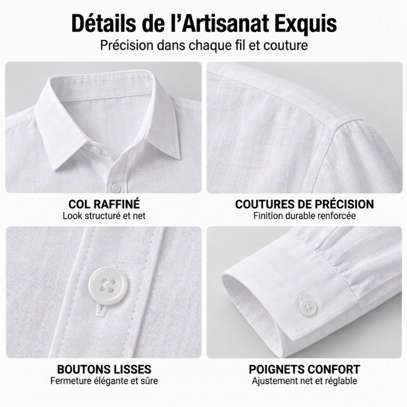 Chemise en lin décontractée, légère et respirante pour homme
