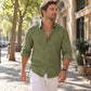 Chemise en lin décontractée, légère et respirante pour homme