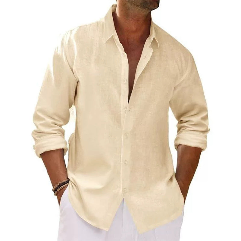 Chemise en lin décontractée, légère et respirante pour homme