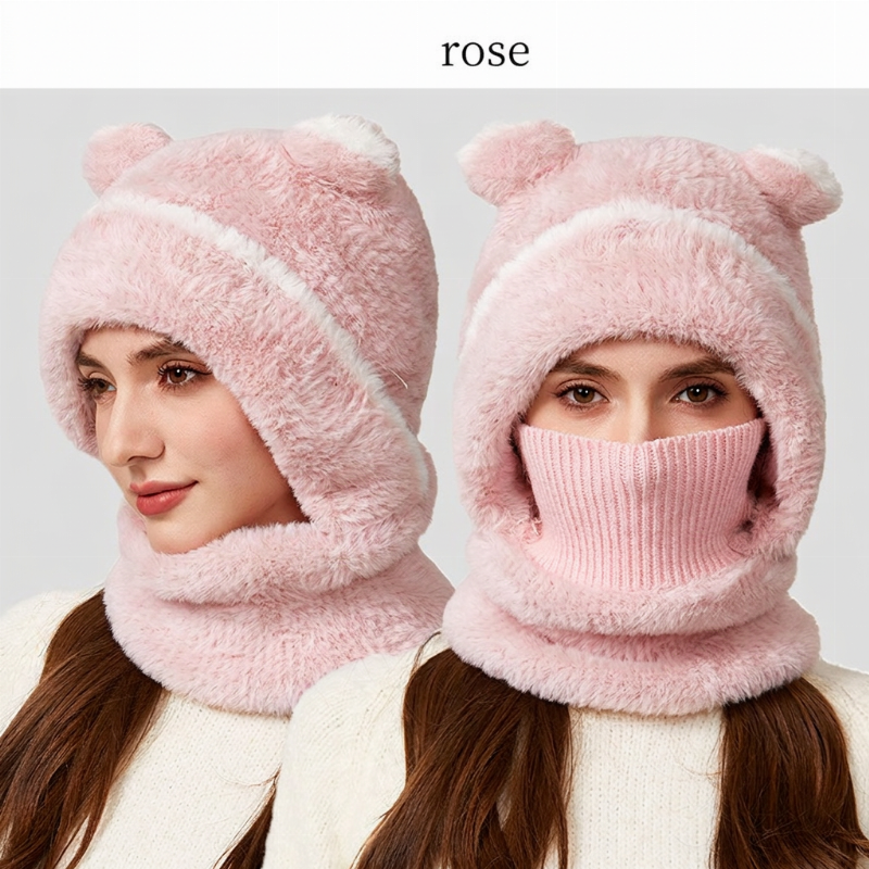 Bonnet d'hiver 3-en-1 pour ours avec écharpe et masque