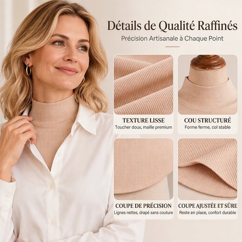 Faux col en maille côtelée polyvalent pour femmes