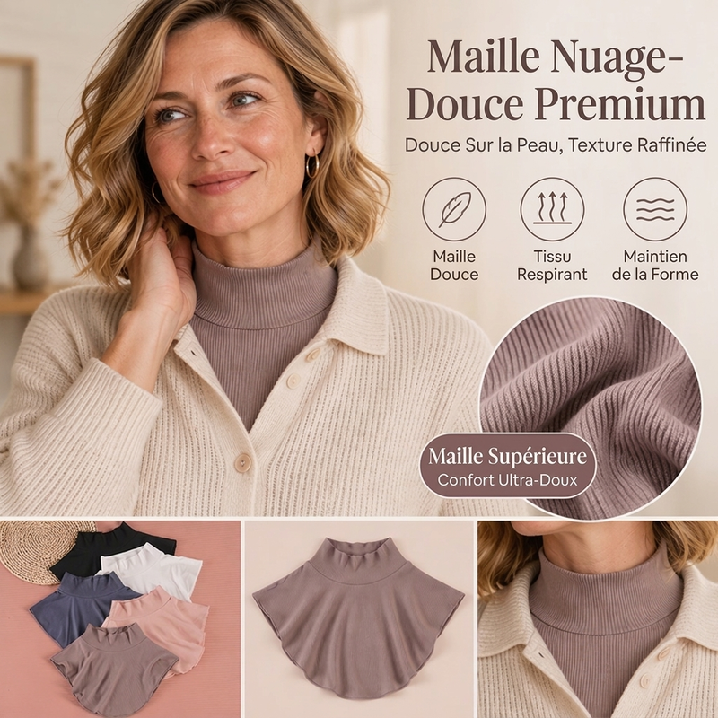 Faux col en maille côtelée polyvalent pour femmes