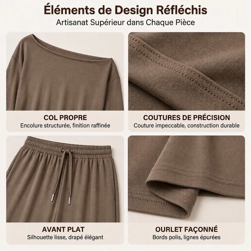 Ensemble Femme Top Épaules Dénudées Manches Longues & Pantalon Large🚛 Livraison gratuite ⚡