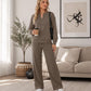 🚛 Livraison gratuite ⚡Ensemble femme top à manches longues demi-zippé et pantalon large