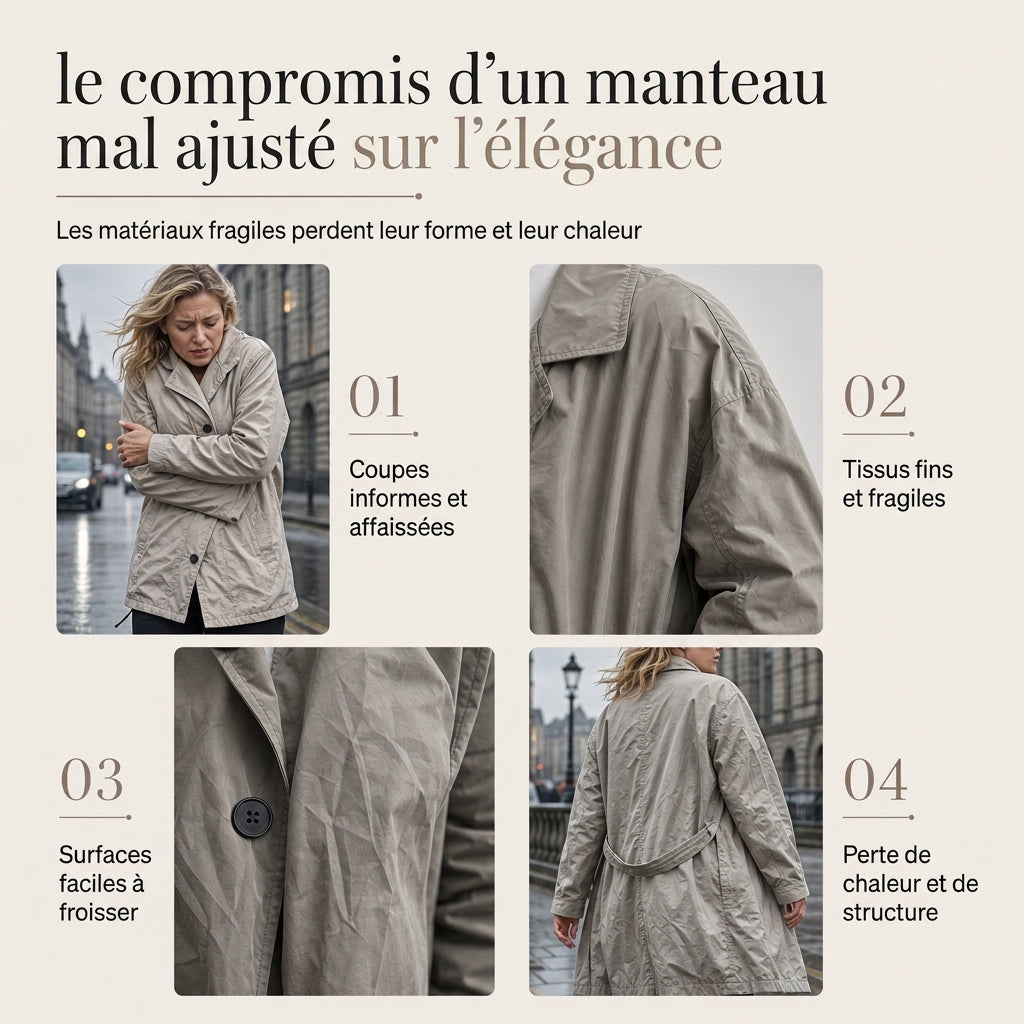 🚛 Livraison gratuite ⚡Manteau long texturé double boutonné pour femme, élégant pour les tenues de bureau