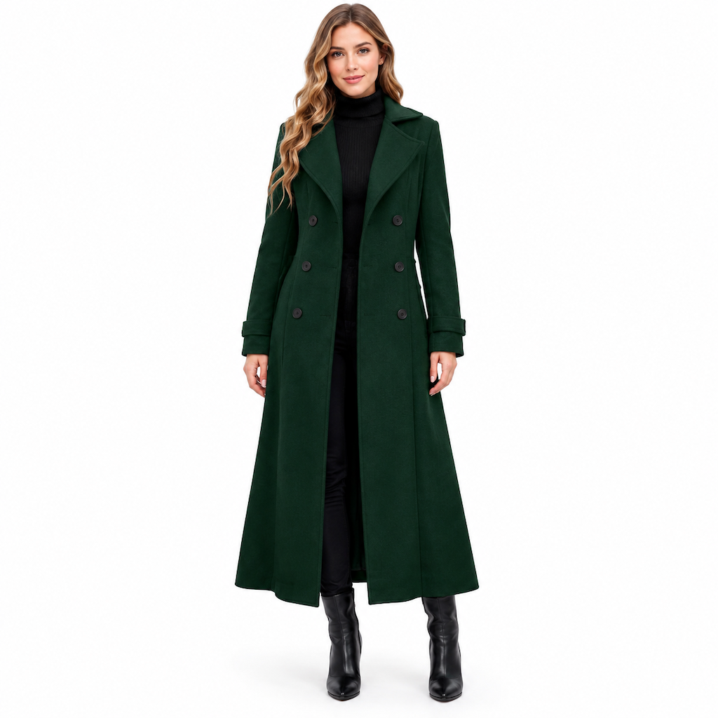 🚛 Livraison gratuite ⚡Manteau long texturé double boutonné pour femme, élégant pour les tenues de bureau