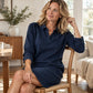 Robe chemise élégante en fausse daim pour femmes