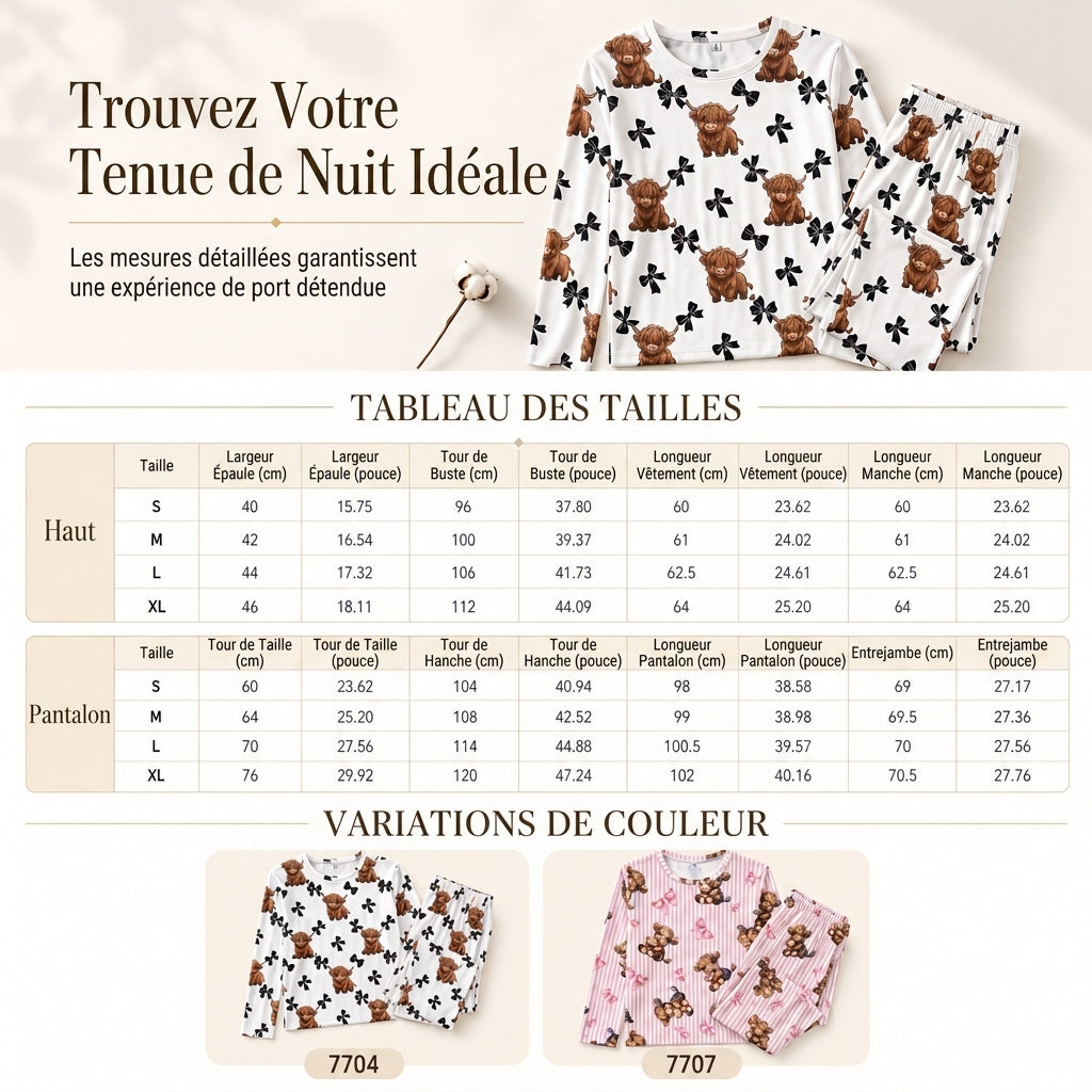☁️ Toucher doux comme un nuage, confort optimal pour se détendre | Ensemble pyjama en soie de lait douce pour femmes, haut à manches longues et pantalon long, vêtement de détente décontracté