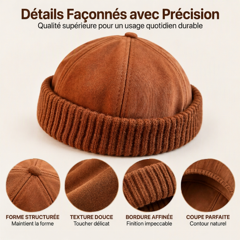 Casquette Docker en tricot chaud, sans bord, unisexe