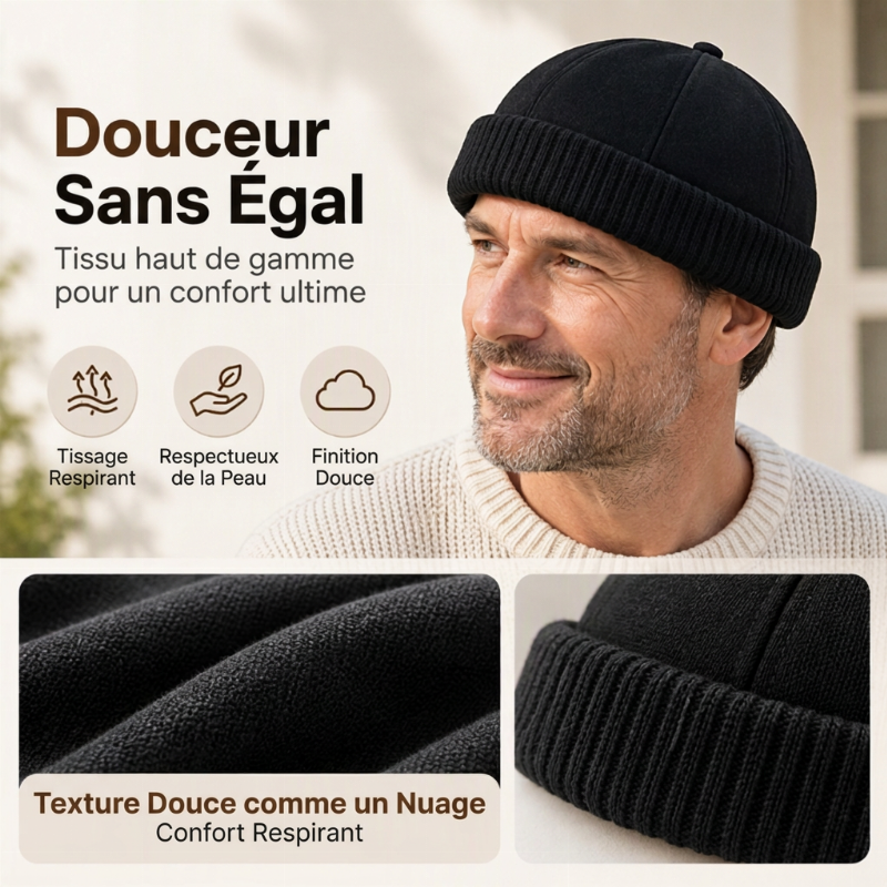 Casquette Docker en tricot chaud, sans bord, unisexe