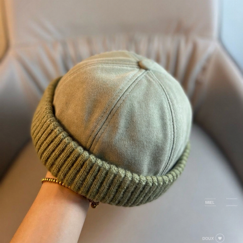 Casquette Docker en tricot chaud, sans bord, unisexe