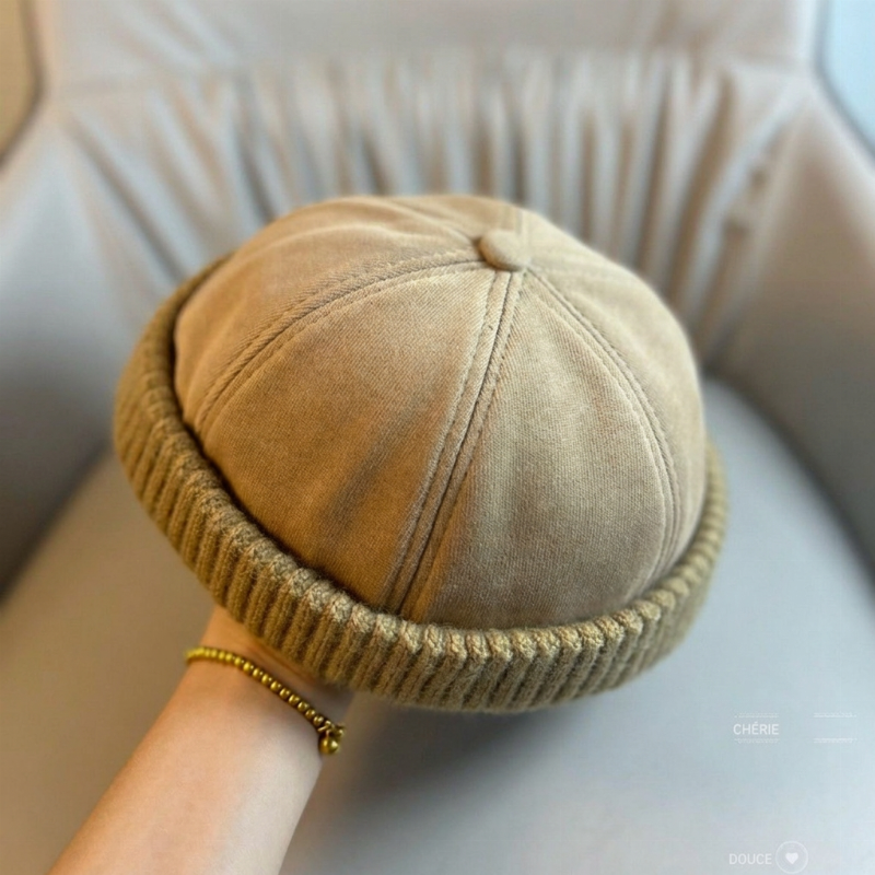 Casquette Docker en tricot chaud, sans bord, unisexe