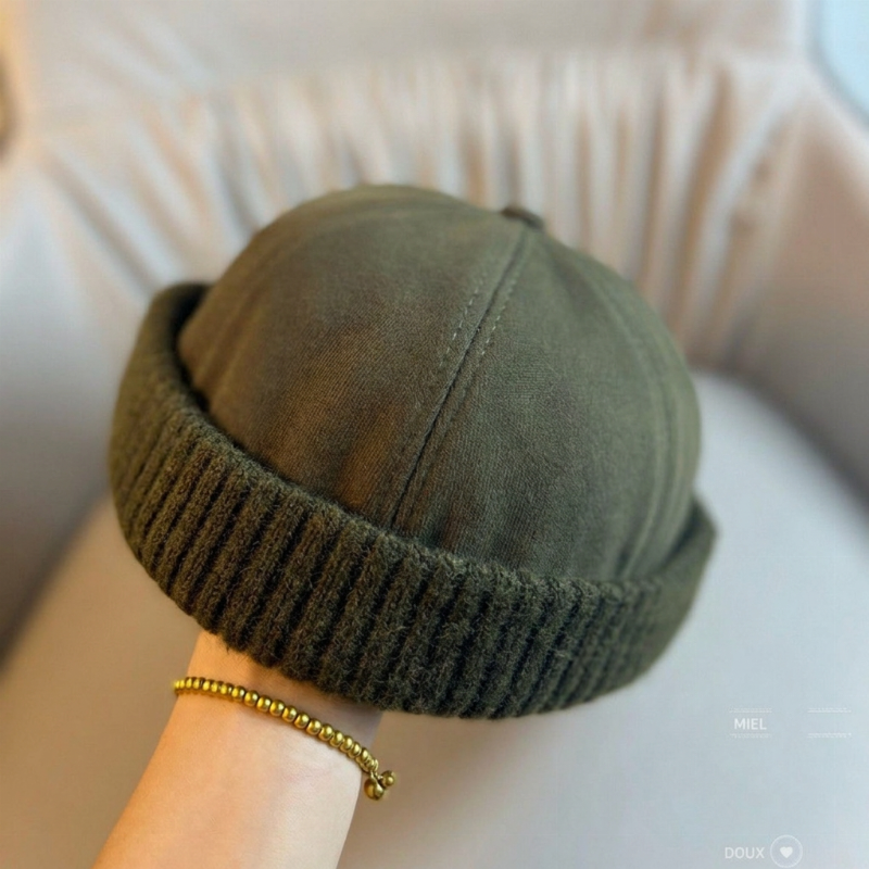 Casquette Docker en tricot chaud, sans bord, unisexe