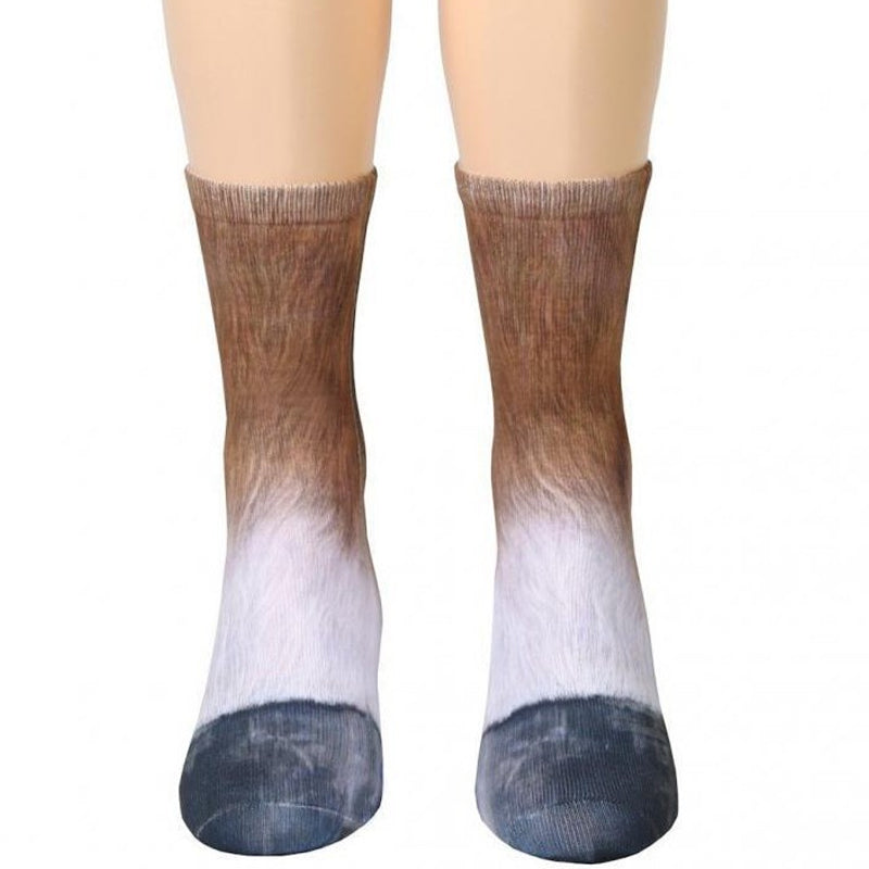 Chaussettes montantes avec motif pattes d'animaux pour adultes et enfants unisexes