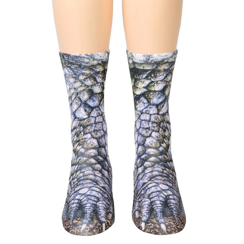 Chaussettes montantes avec motif pattes d'animaux pour adultes et enfants unisexes