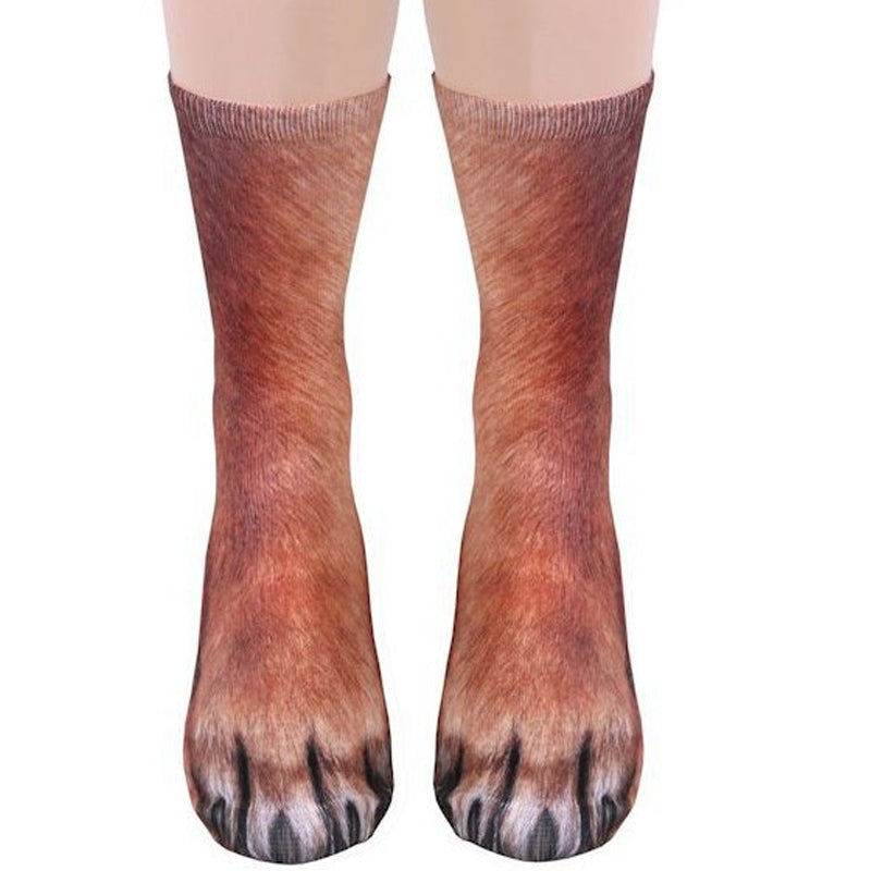 Chaussettes montantes avec motif pattes d'animaux pour adultes et enfants unisexes