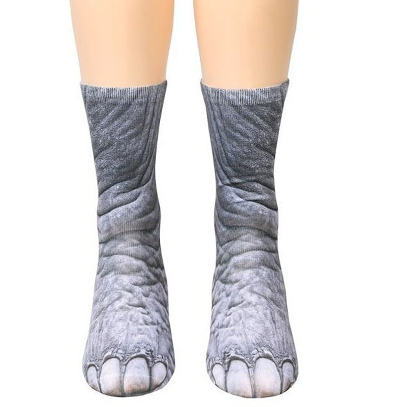 Chaussettes montantes avec motif pattes d'animaux pour adultes et enfants unisexes