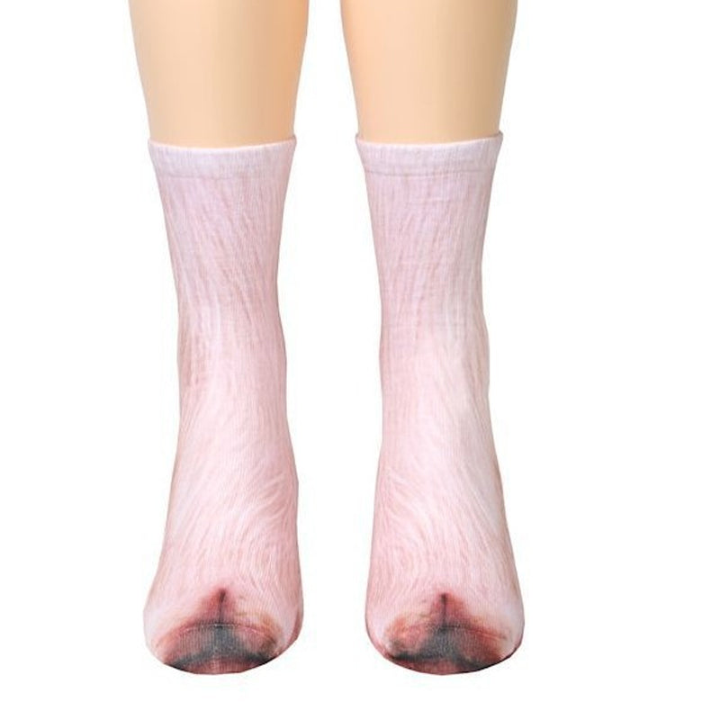 Chaussettes montantes avec motif pattes d'animaux pour adultes et enfants unisexes
