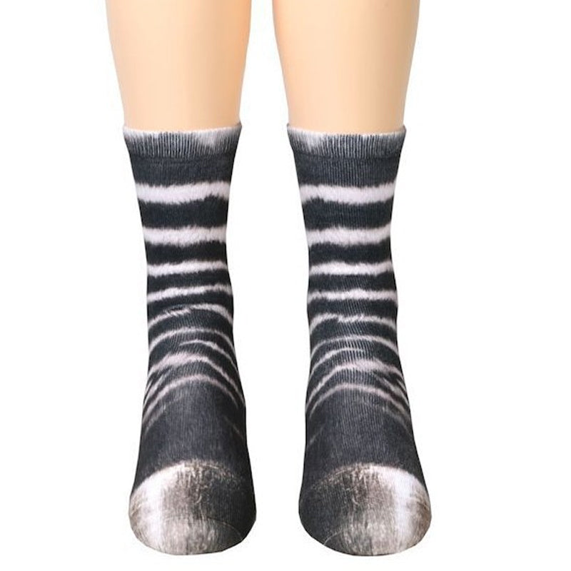 Chaussettes montantes avec motif pattes d'animaux pour adultes et enfants unisexes