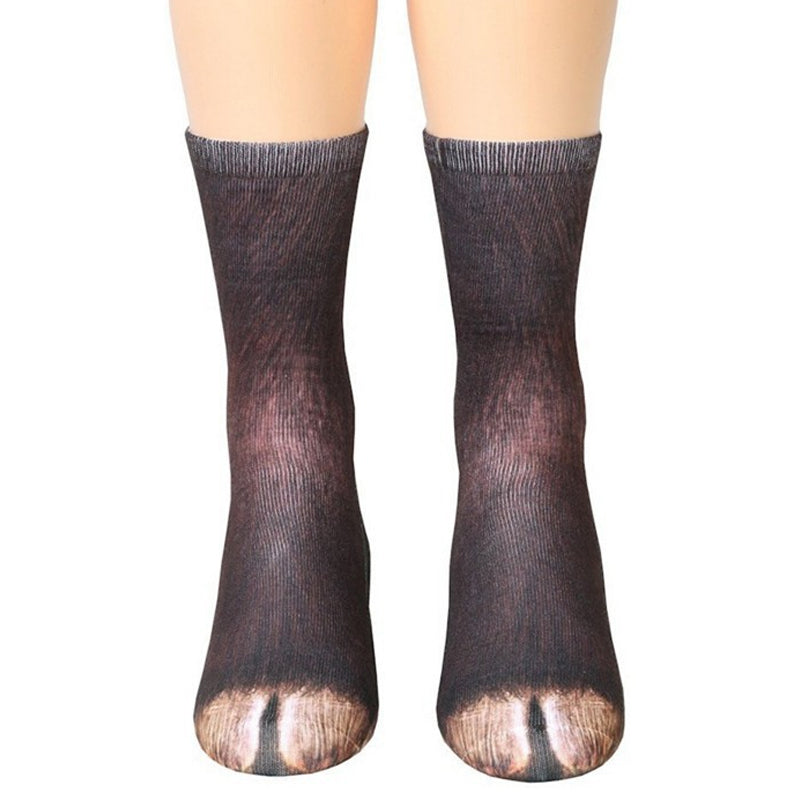 Chaussettes montantes avec motif pattes d'animaux pour adultes et enfants unisexes