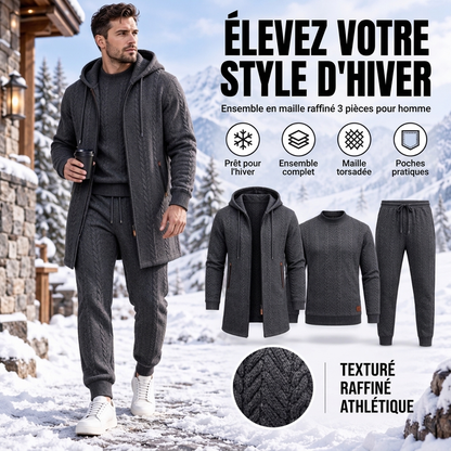 🚛 Livraison gratuite ⚡Ensemble 3 pièces décontracté en maille torsadée pour homme